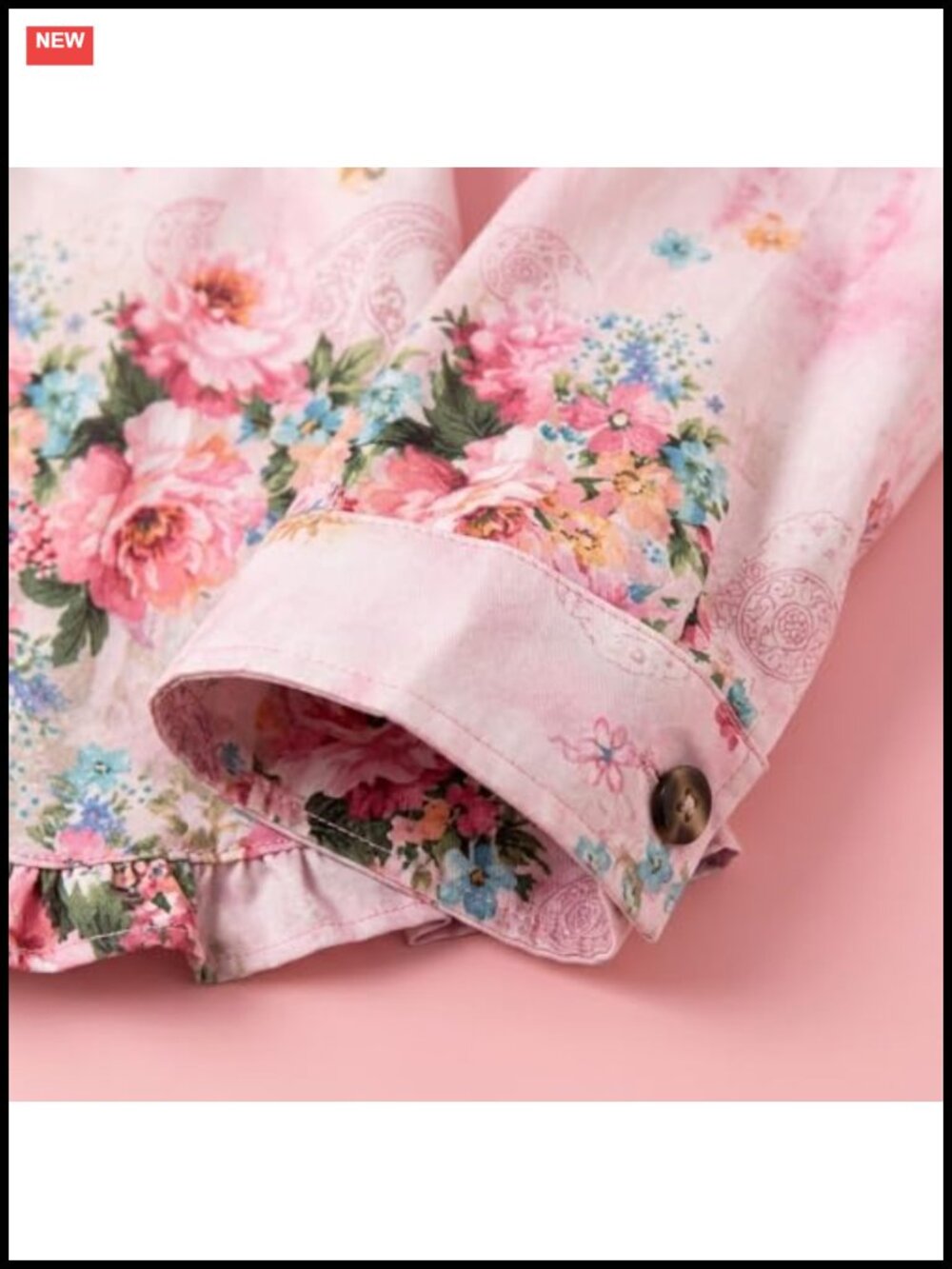 Floral Ruffle Trim Lightweight Button Jacket Blazer - Picture 4 of 6